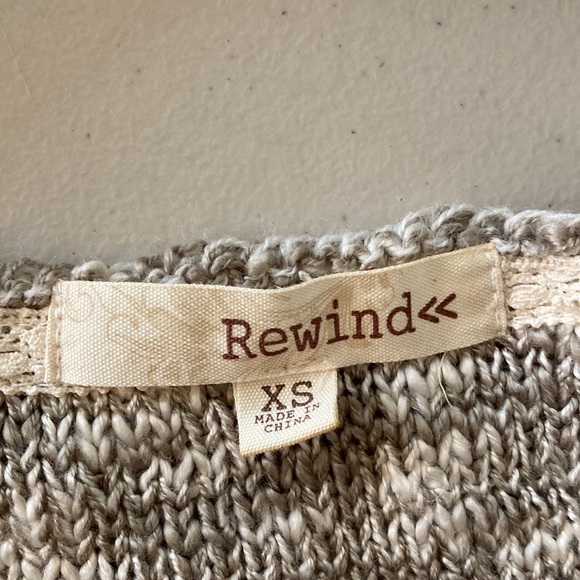 Rewind XS khaki, cream tweed, lace sweater - Picture 7 of 9